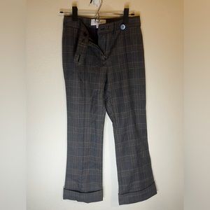 Derek Lam 10 Crosby black gray & gold plaid pants